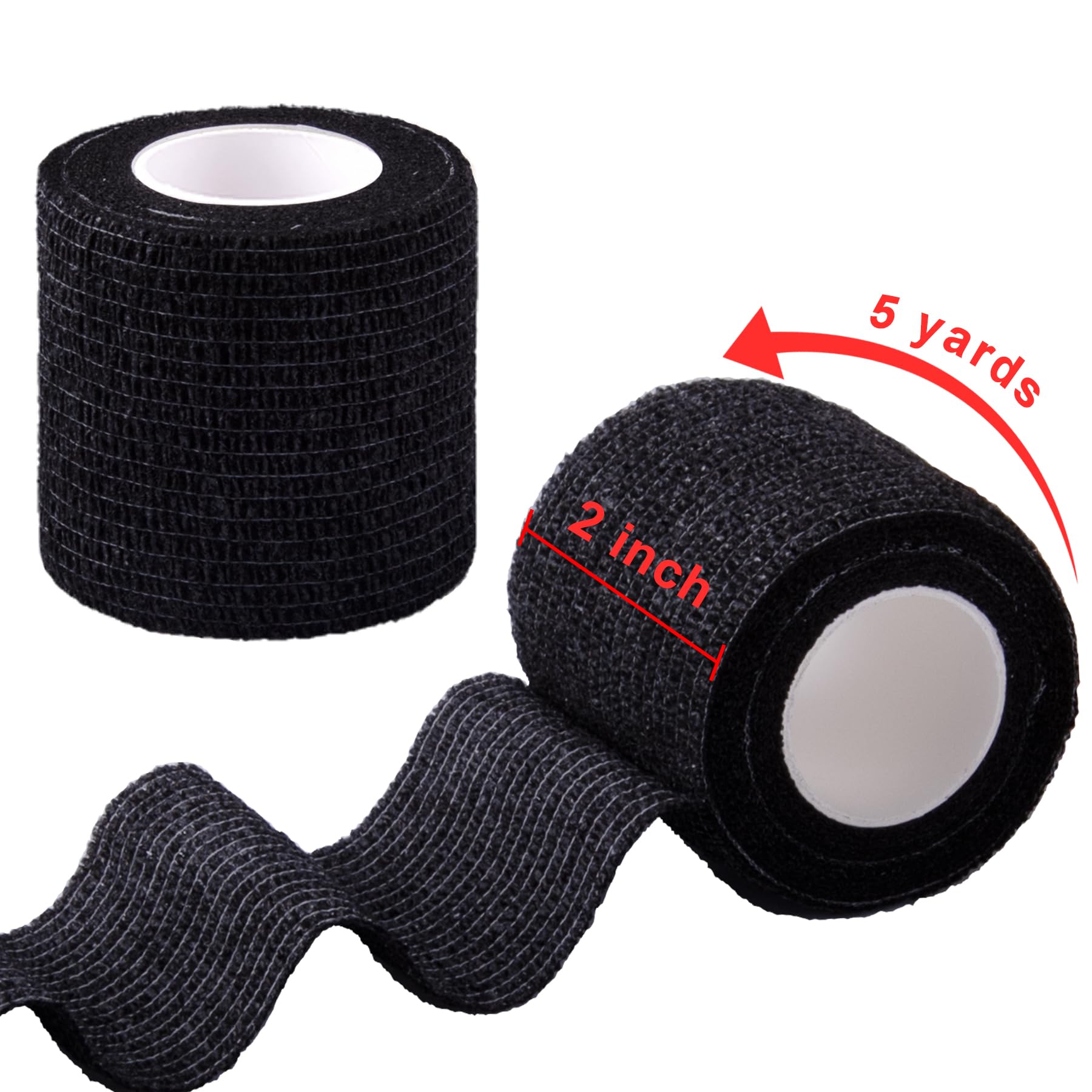 BQTQ 30 Rollo Venda Cohesiva Elástica Banda Venda Cinta Bendaje Adhesiva Vendaje Autoadhesivo Deportiva Tape Cohesivo para Dedos Muñeca (Negro, 5 cm x 4,5 m)