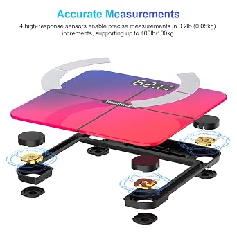 Healthkeep Scales for Body Weight with App 13 Body Composition Metrics, Digital Bathroom Scales with Bluetooth Weighing Scale, App Compatible with iOS Android 11 * 11 Iches (Multicolored)