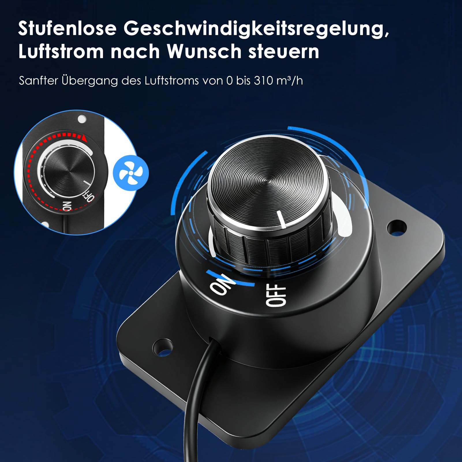 Rohrventilator 100mm Regelbar Geschwindigkeit 0-310 m³/h 30W Rauchabzug Ventilator Rohrlüfter | Leise Kanalventilator Abluftventilator Bad Lüfter für Wintergarten Gewächshaus Zelt Garage