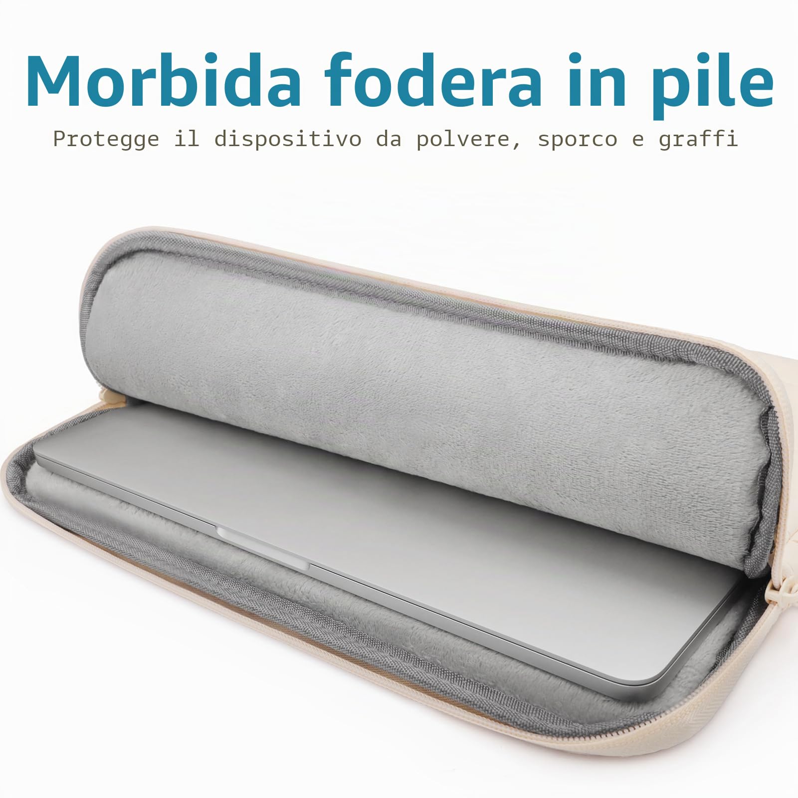 TECOOL 13,3 Pollici Custodia PC Portatile per MacBook Air 13 13.6 M4 M3 M2 M1 2025 2024-2010, MacBook Pro 13/14 M4 M3 M2 M1 2024 2023 2022-2012,13,3" HP Dell Porta PC Computer Notebook Sleeve, Beige