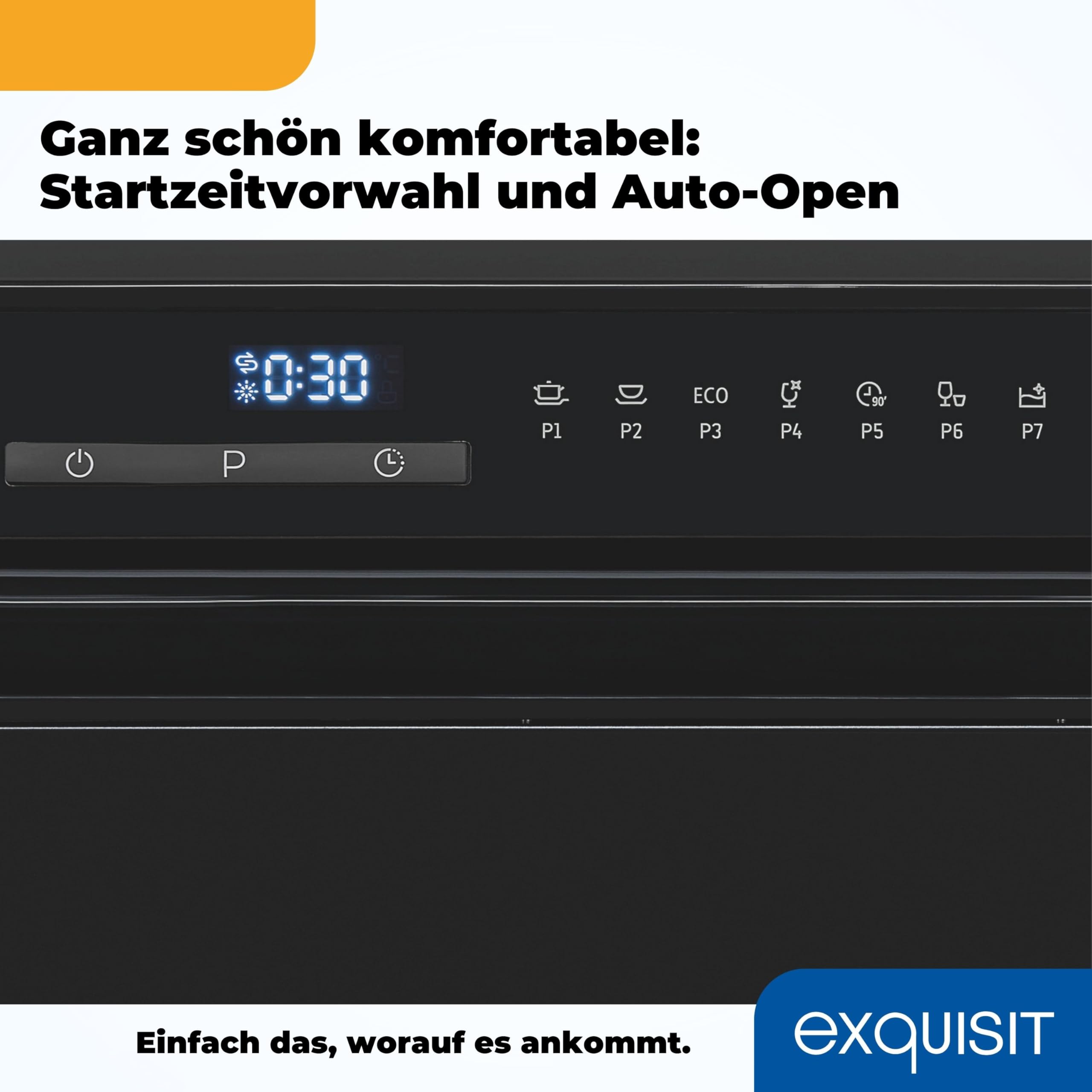 Exquisit GSP508-030D Tischgeschirrspüler, 55 cm breit, 8 Maßgedecke, 7 Programme, schwarz