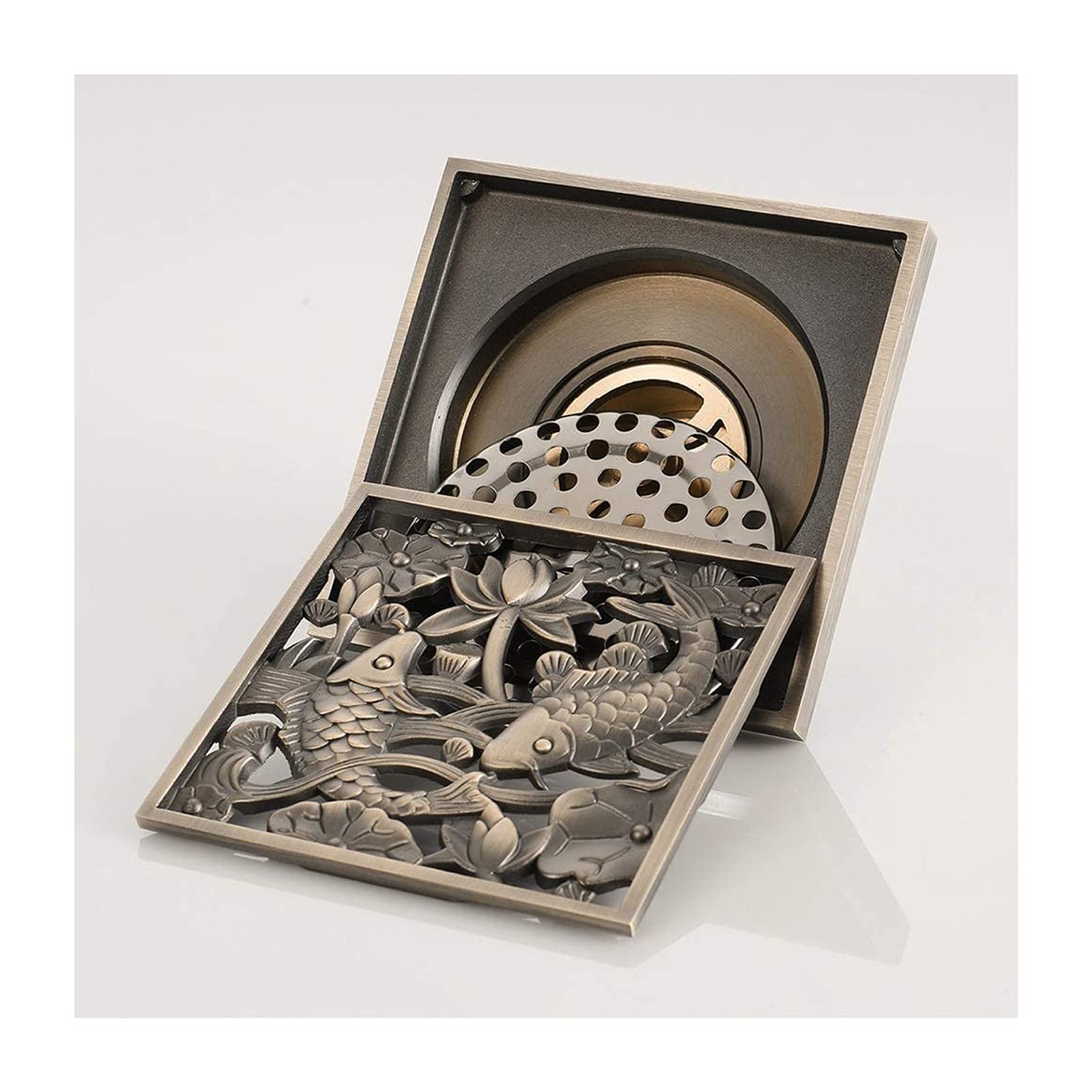 Drain de douche 4 pouces en laiton carré bronze antique pour salle de bain