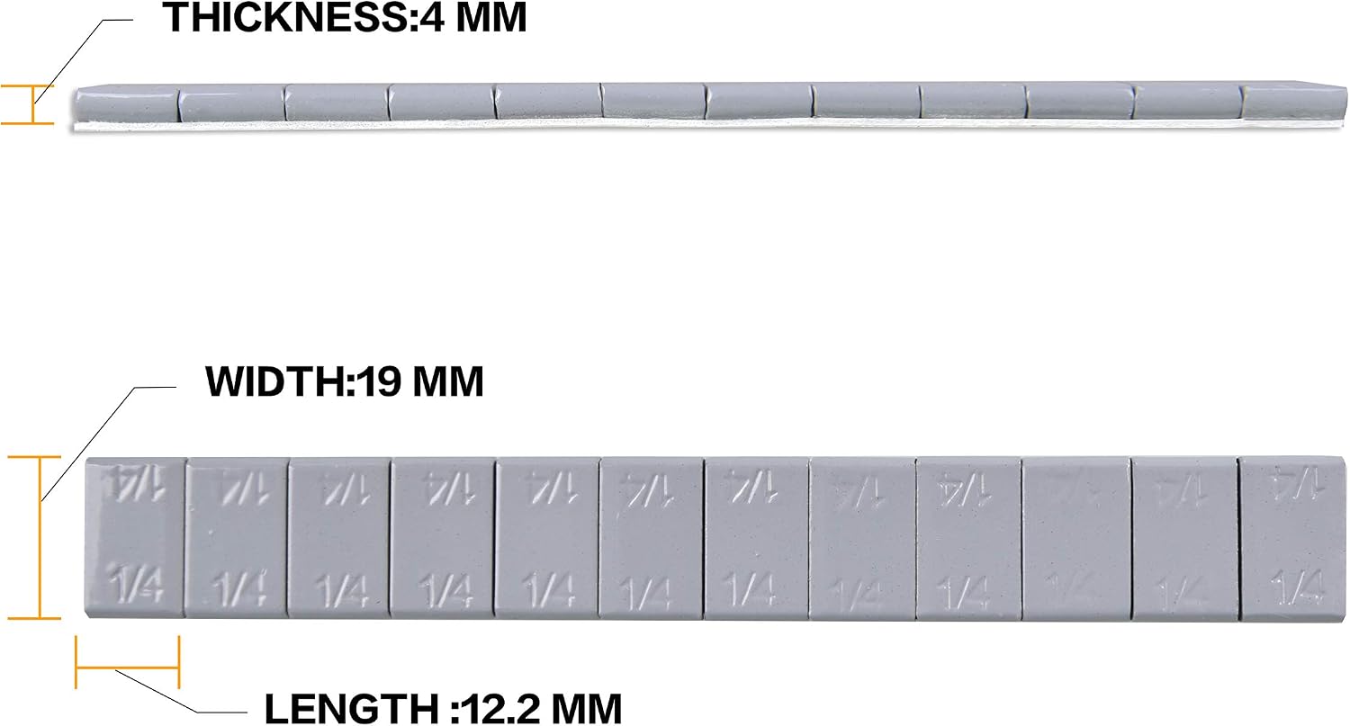 A A IN 1/4oz Stick on Adhesive Wheel Weights, 576pcs, 48strips/Box, Grey