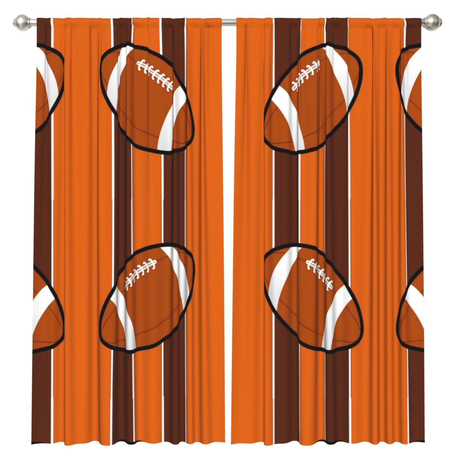 InOmak Four Striped Rugby, 2 Panels Window Curtains 52 x 84 Inch Blackout Curtains for Living Room Bedroom