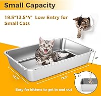 Vista 3 de LIHONG Stainless Steel Cat Litter Box,Large Metal Litter Box for Small Large Cats Kitty Rabbits,No Smell,Non Stick,Easy to Clean(20" Lx14 Wx4 H,L)
