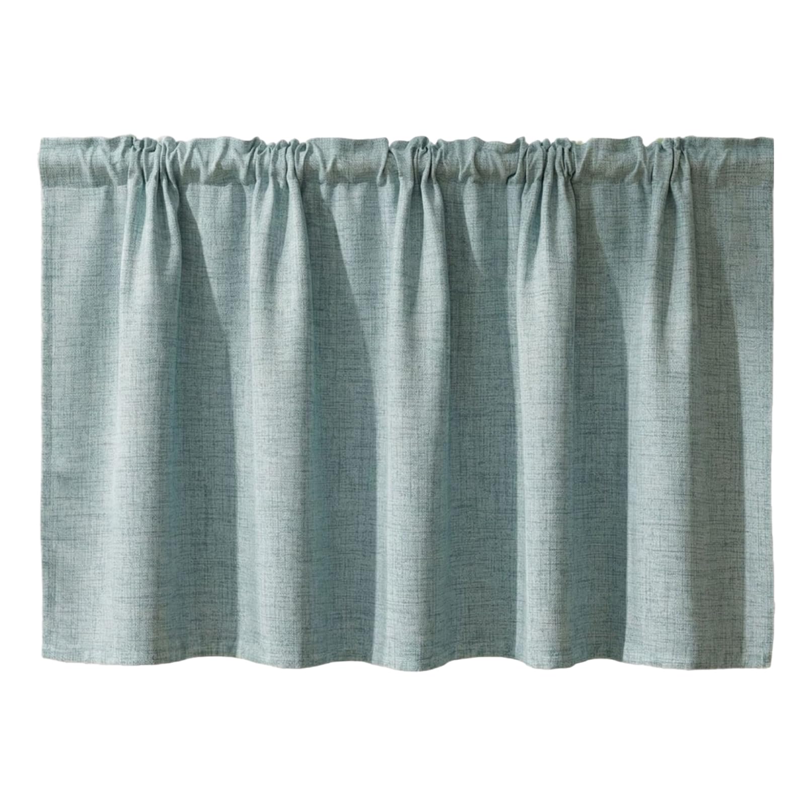 bayicie Linen Short Curtain for Kitchen, Semi Sheer Valance for Small Window, Kitchen Curtain for Pantry Door Light Blue L