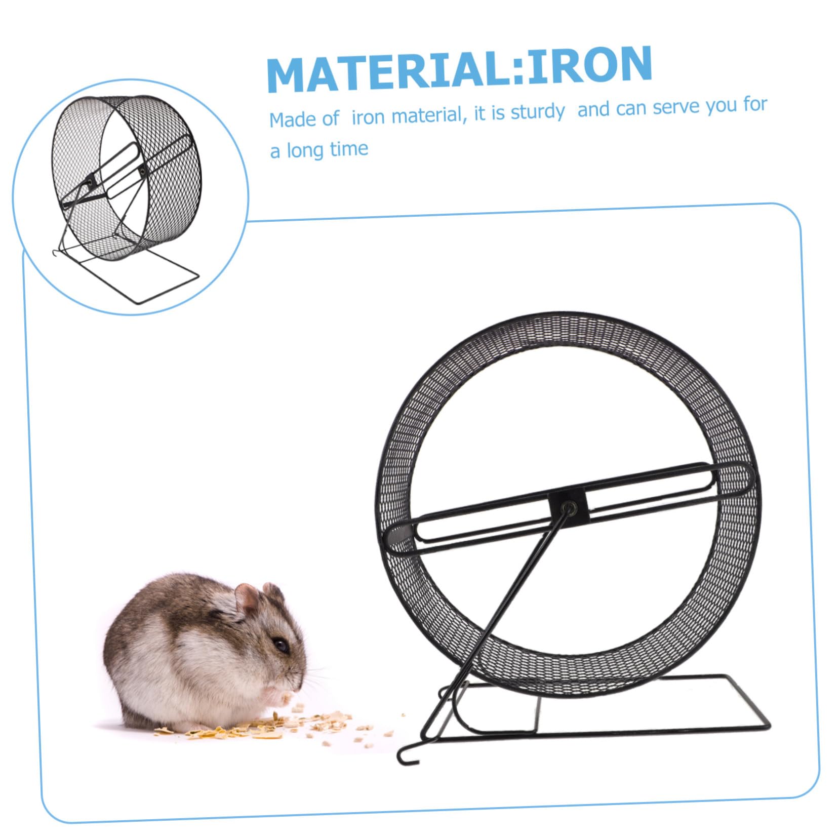 Rueda Silenciosa para Hámster y Animales Pequeños para Correr, Rueda de Carrera de Hierro Negra de 26 Cm, Juguete para Ejercicio y Bienestar de Roedores Domésticos