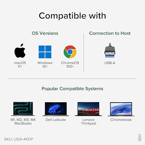 Miniatura 4 de Plugable Adaptador de gráficos de video USB 3.0 a DisplayPort 4K UHD para múltiples monitores de hasta 3840x2160 compatible con Windows 11,10, 8.1,