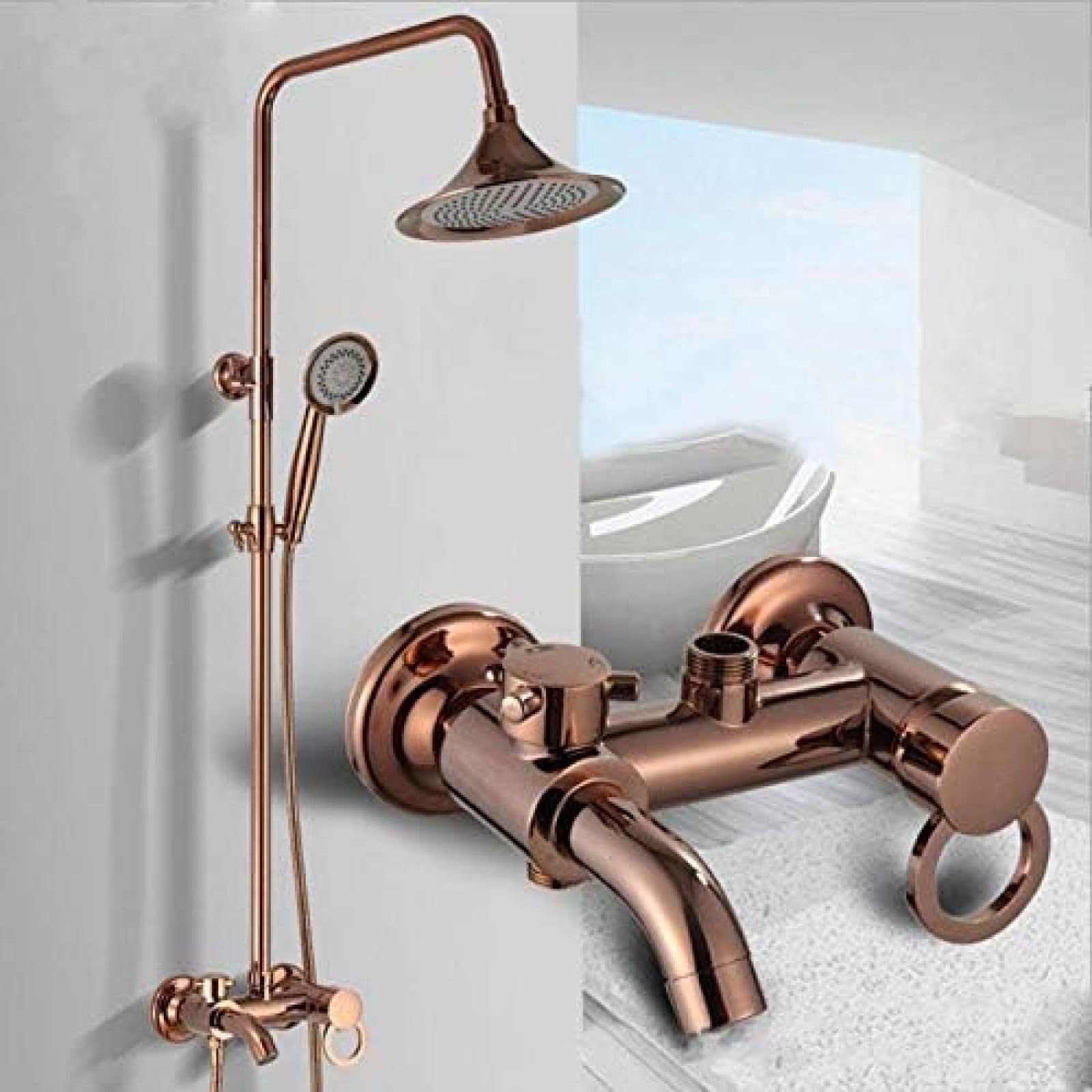Robinets de douche en laiton blanc et rouge style luxe avec pomme haute 8 pouces