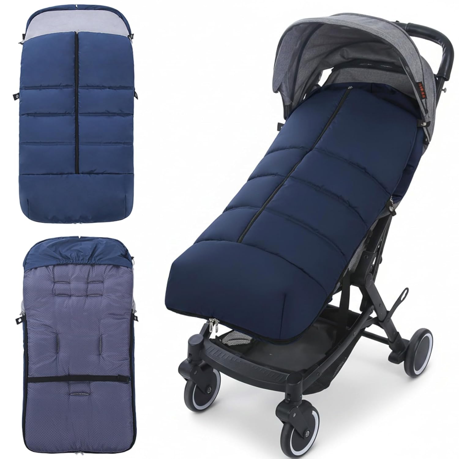 Footmuff for Stroller Waterproof Warm Bunting Bag Detachable Washable Stroller Sleeping Bag with Zipper for Winter Pushchairs, Prams