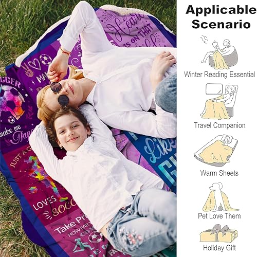 Miniatura 4 de Manta de fútbol ultra suave y cálida, manta de franela para amantes del fútbol, mantas de equipo de fútbol, regalos para niñas, adultos y niños, 50