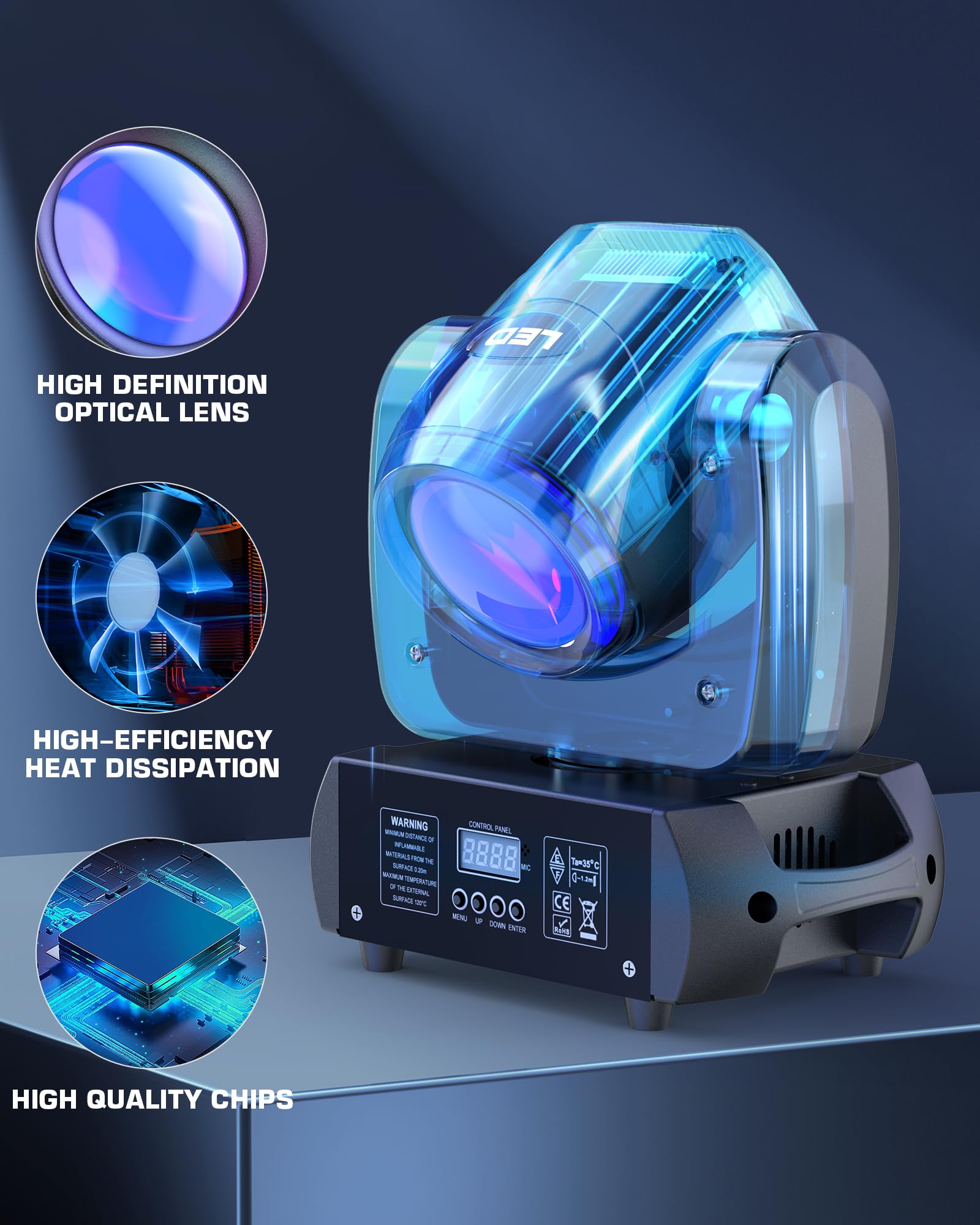 2 unités 100W Lyre LED Projecteurs DJ à Tête Mobile Lumières de Soirée Disco avec Gobos Rotatifs Prisme par le son pour les fêtes de mariage, les groupes d'église, les spectacles, les bars