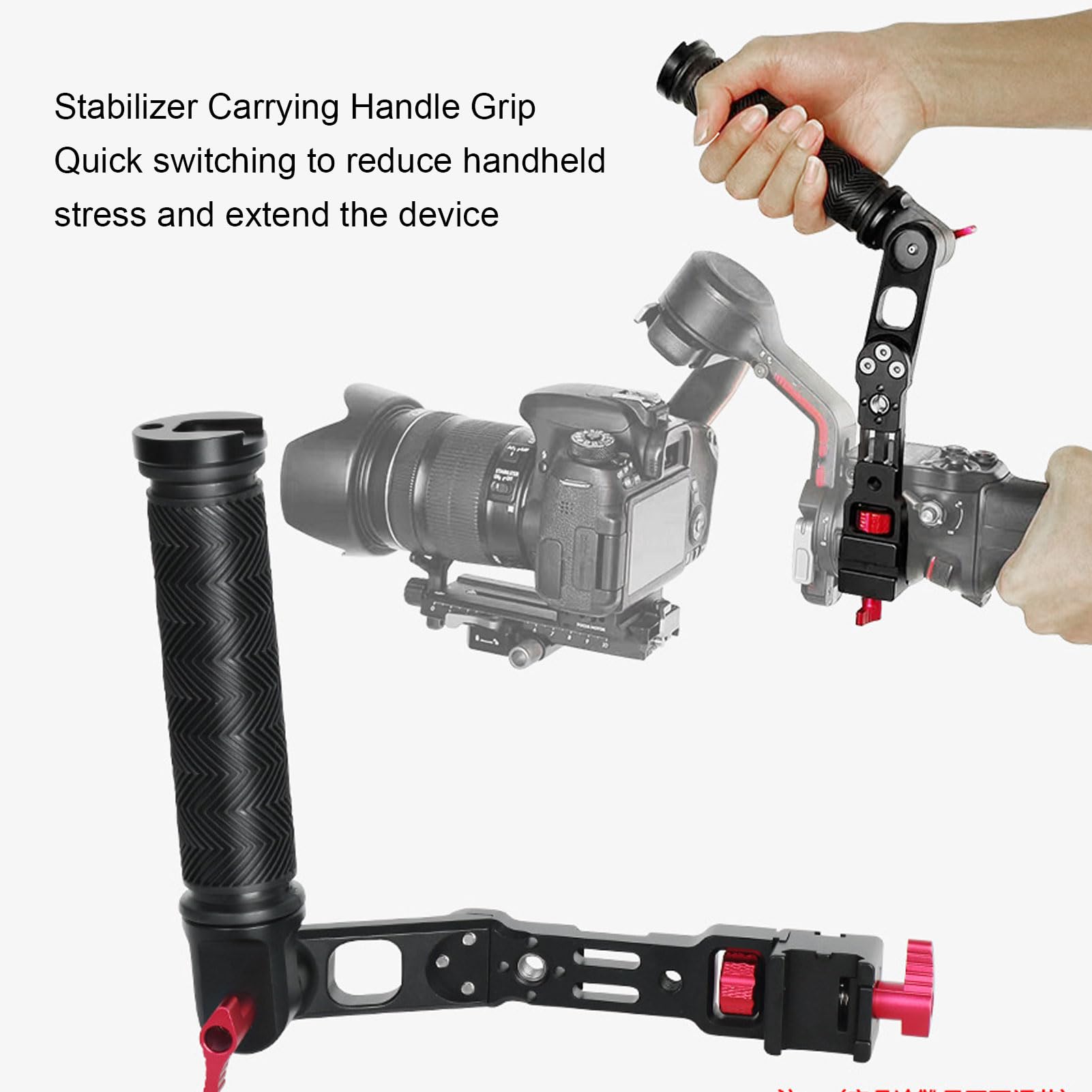 Handheld Camera Stabilizer Grip, Aluminium Alloy Video Rig Stabilizing Handleld Grip, Multi Hole Extension Video Action Stabilizing Handle Grip for RS2 RS3 RSC2
