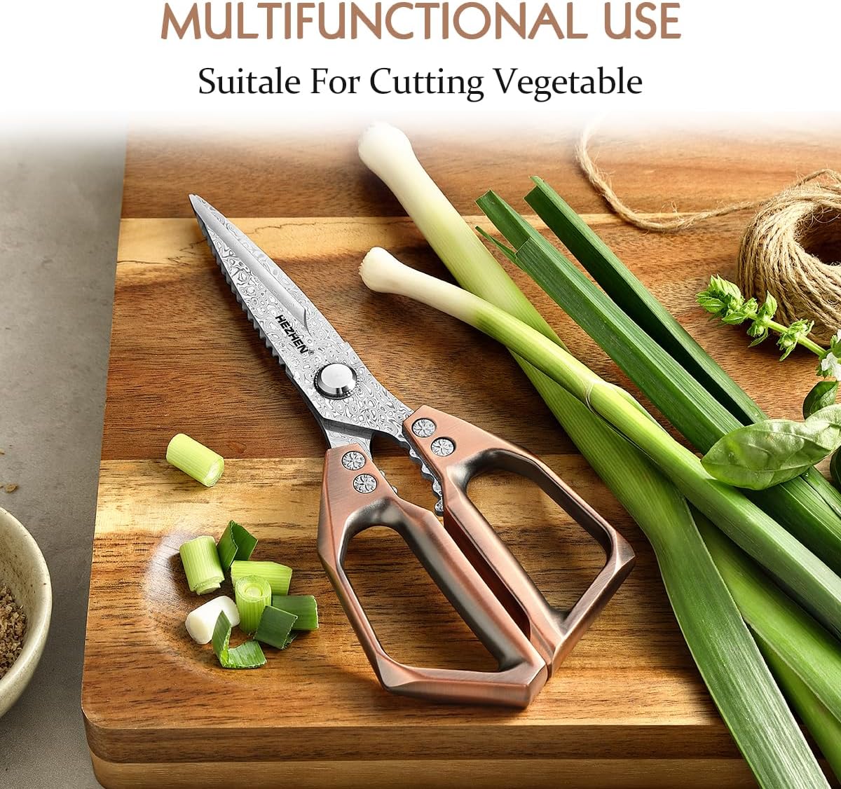HEZHEN Damascus Kitchen Shears, 110 Layers Damascus Steel Heavy Duty Kitchen Scissors Multifunctional Cooking Scissors Poultry Shears, Aluminium Alloy Handle