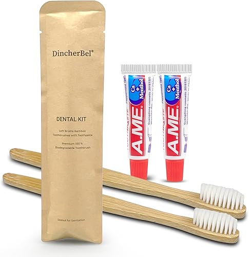 Miniatura 5 de DincherBel Kit de cepillos de dientes de viaje a granel, cepillos de dientes desechables con pasta de dientes (0.21 onzas), artículos de tocador