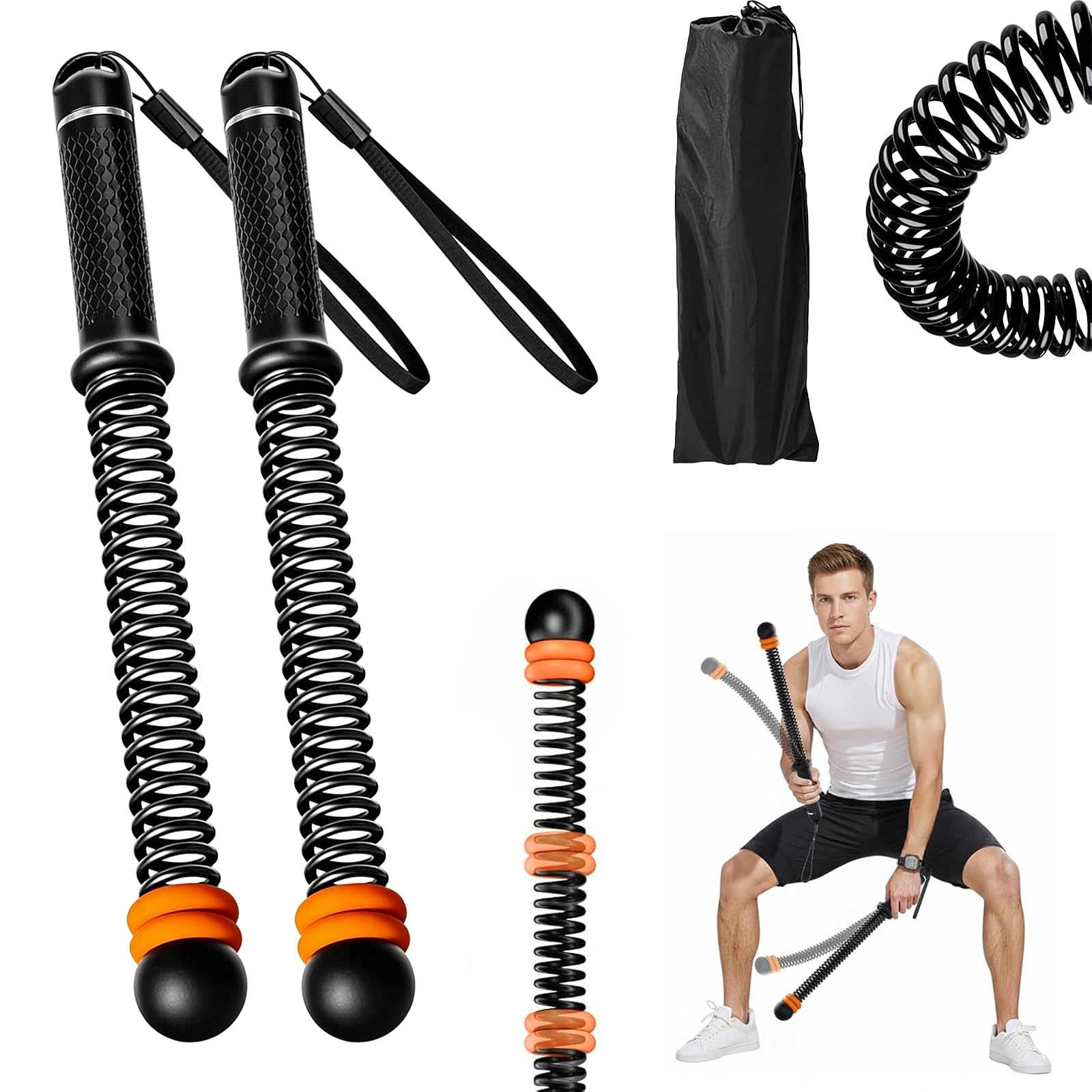 Forzaforte Women's Black Ropeless Battle Ropes, Adjustable Weighted Cordless Battle Ropes For Home Gym, Portable Quiet Fitness Equipment For Hiit, Cardio, Strength Training & Full Body Workouts
