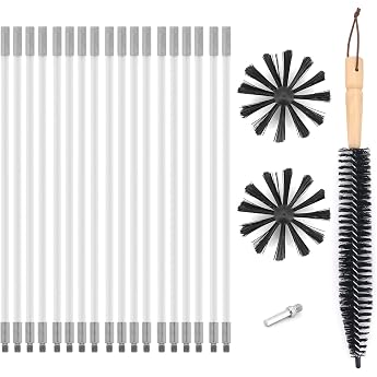 22 Piece Cleaning Brush Set Duct Ventilation Cleaning Set with Nylon Rods Brush Heads Drill Connector Long Brush Chimney Brush for Air Conditioning Cooler Fireplace Dryer Washing Machine