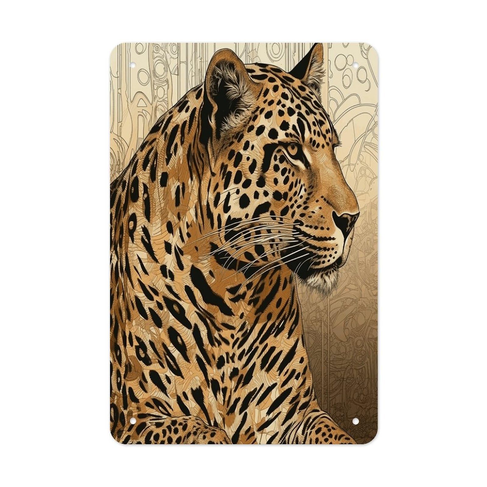 Btcowzrv Style Hand Drawn Leopard Metal Tin Sign Wall Decor Hanging Plaque