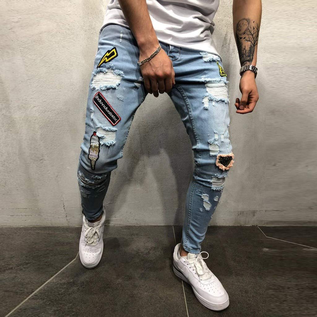 Jeans Strappati Uomo, Pantaloni Jeans Uomo Strappati Pantaloni in Denim Casual Hip-Hop Stile Streetwear Y2k Larghi Leggeri Jeans Neri Strappati Jeans Moto Streetwear Stile Y2k Pants Casual Versatile