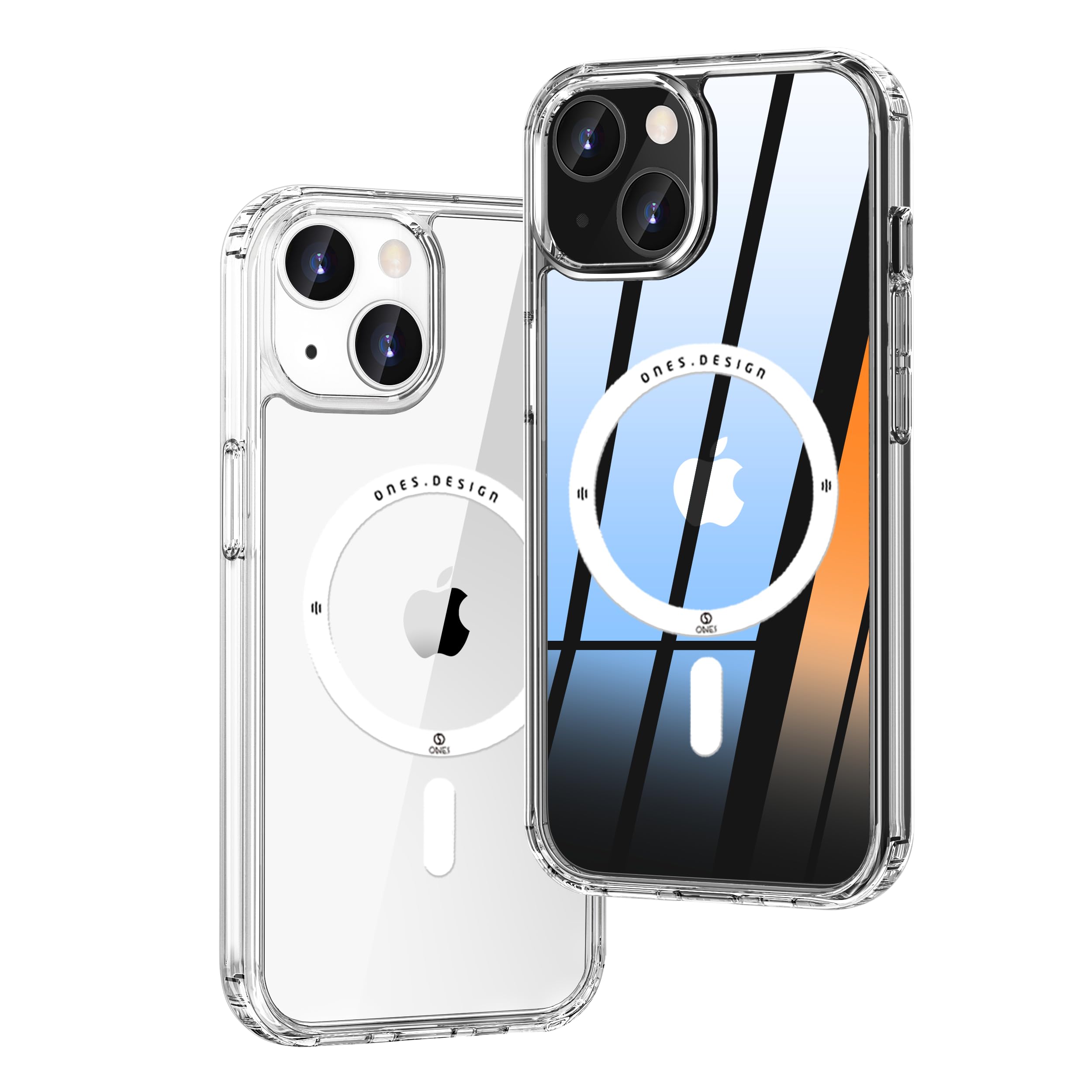 Ones Cover magnetica rigida ibrida compatibile con iPhone 15 Custodia MagSafe, protezione di livello militare, airbag antiurto, ricarica wireless Qi, copertura in silicone antigiallo, trasparente