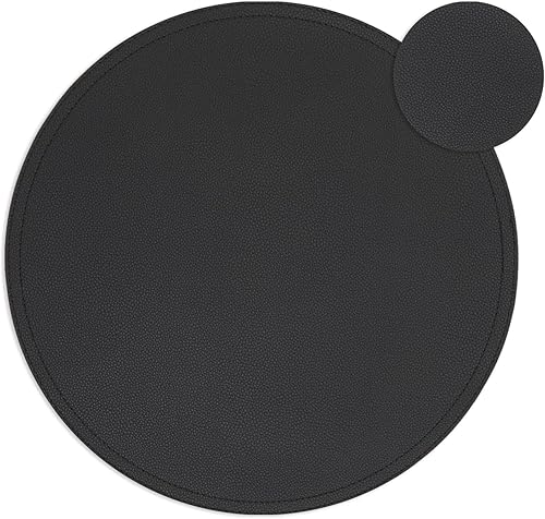 Miniatura 8 de Juvale Manteles individuales redondos de cuero vegano y posavasos  Decoración de mesa de comedor impermeable y resistente al calor  Decoración de