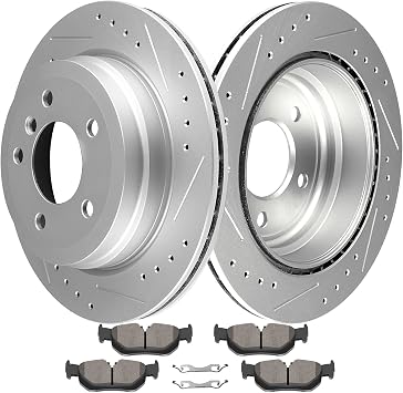 SCITOO Rear Brake Kits Drill & Slotted Brakes Rotor Brakes PadsD1267;34317
