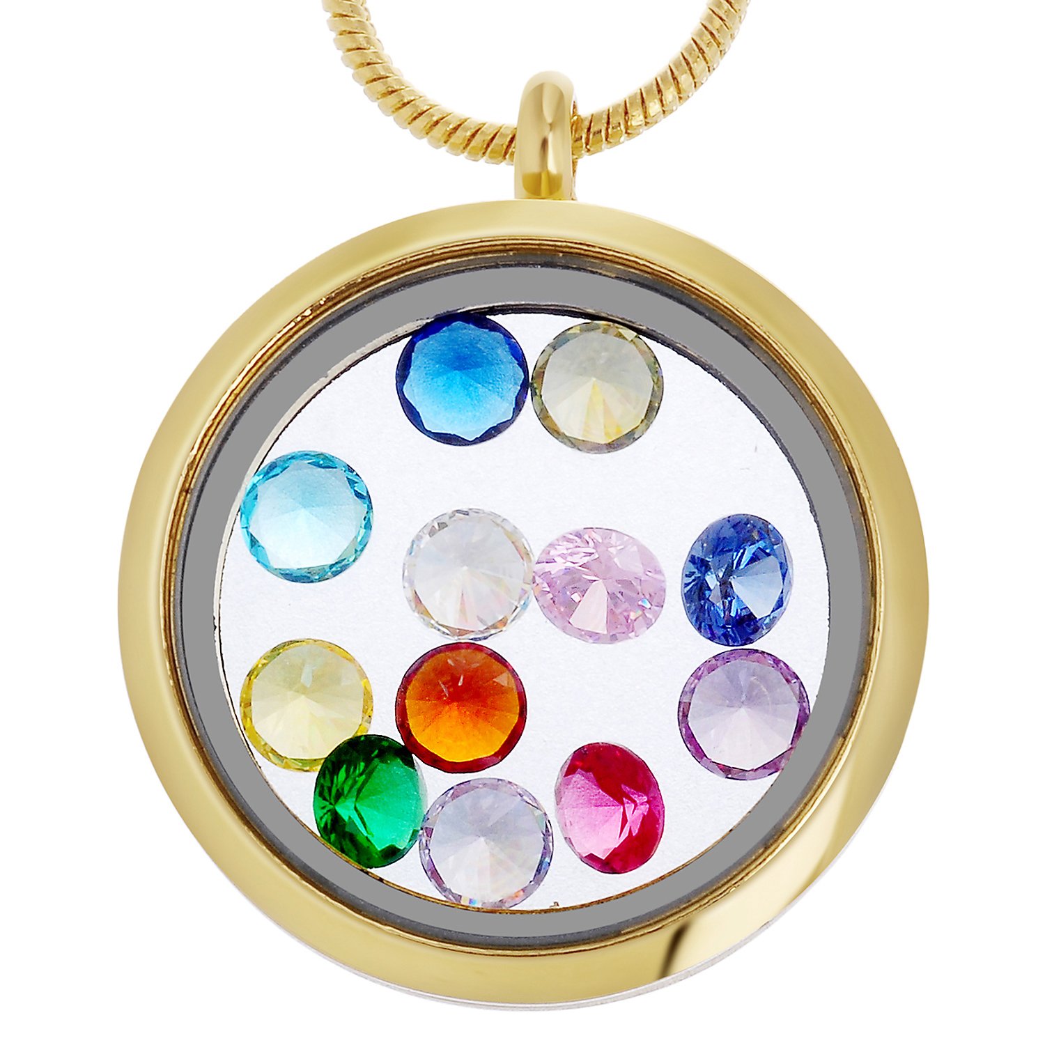 Collier Rubyca pendentif cœur en cristal transparent et 12 gemmes colorées de qualité