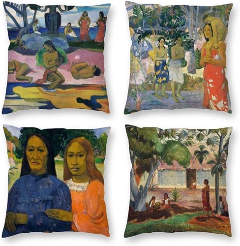 Miniatura 6 de HOSTECCO Paul Gauguin - Juego de 4 fundas de almohada para sofá, sofá, cuadrado, 18.0 x 18.0in