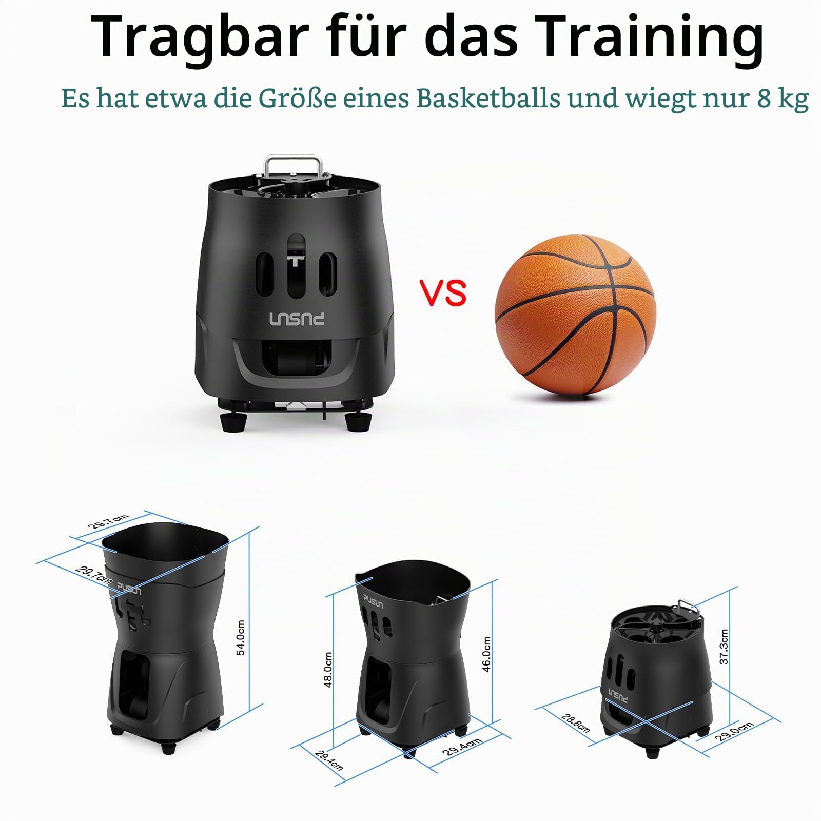 PT-Mini Pro Tennisballmaschine – Professioneller automatischer Ballwerfer mit Fernbedienung, Smart-App-Steuerung, 65+ Ball-Hopper, batteriebetrieben, Tennis-Übungsgeräte für Erwachsene und Anfänger