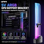 upHere 5V ARGB GPU Support Bracket, Universal Graphics Card GPU Brace with Motherboard Sync, Adjustable Anti-Sag Video Card Holder, Transparent Acrylic GPU Support Stand with Magnetic Base, GH03ARGB