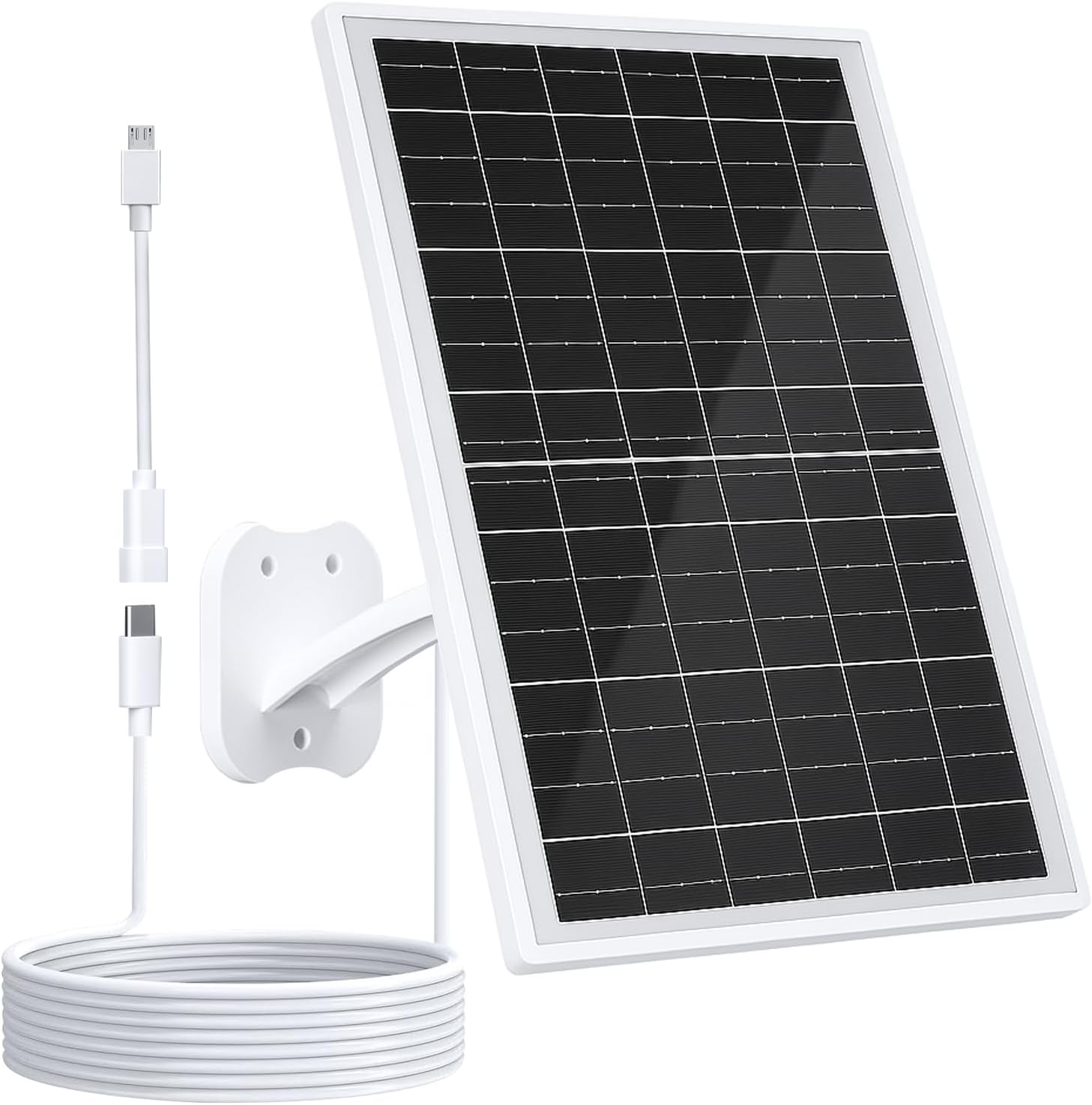 Zivif 13W Solar Panel for Outdoor Security Cameras, USB-C, Micro USB & 5.5x2.1mm DC Output, 360° Adjustable Mount, IP66 Waterproof, 7.2FT Cable, Compatible with Battery-Powered Cameras
