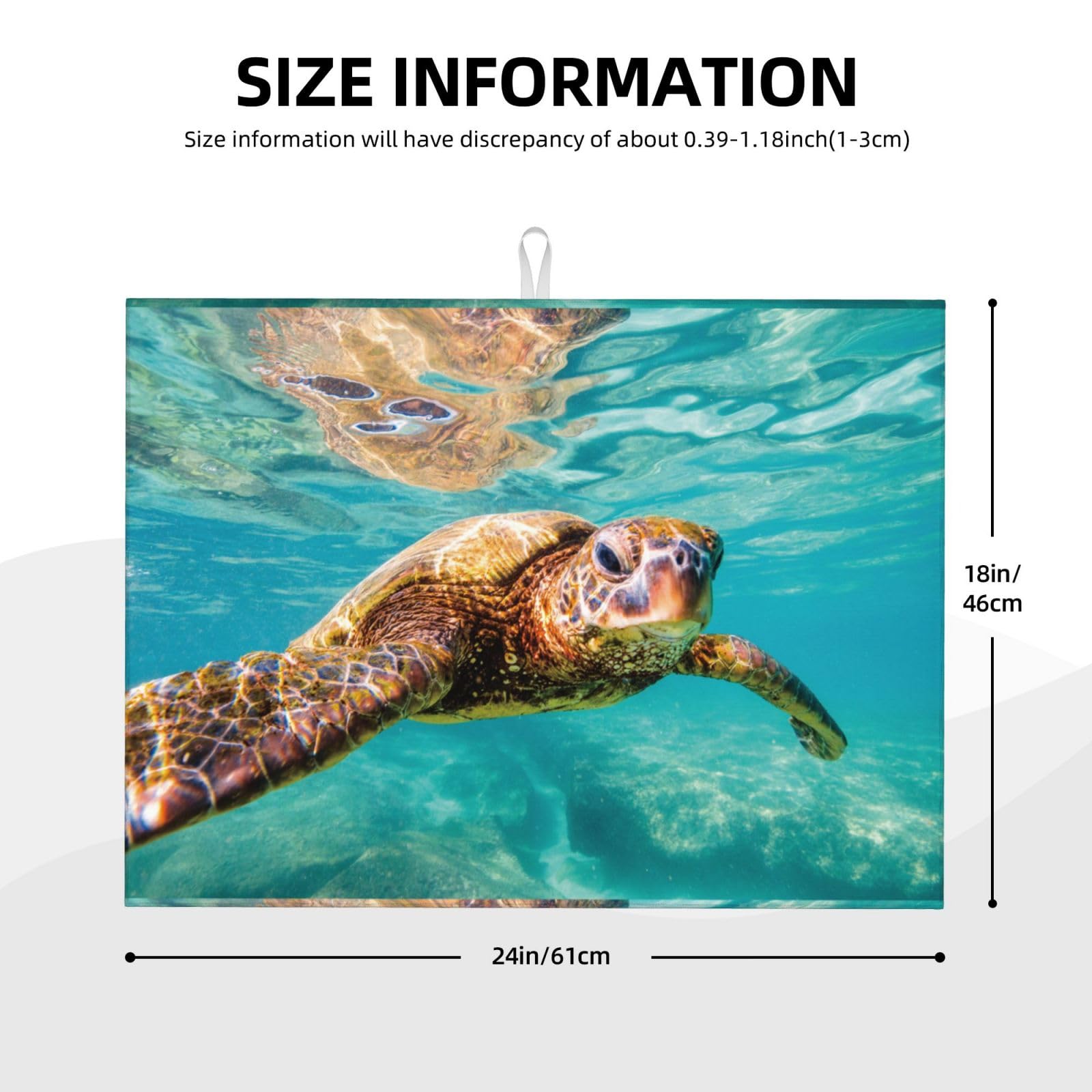 Tapis De Séchage à Vaisselle Imprimé Tortue De Mer En Microfibre Absorbant Réversible Pour Accessoires De Comptoir De Cuisine 45,7 X 61 Cm