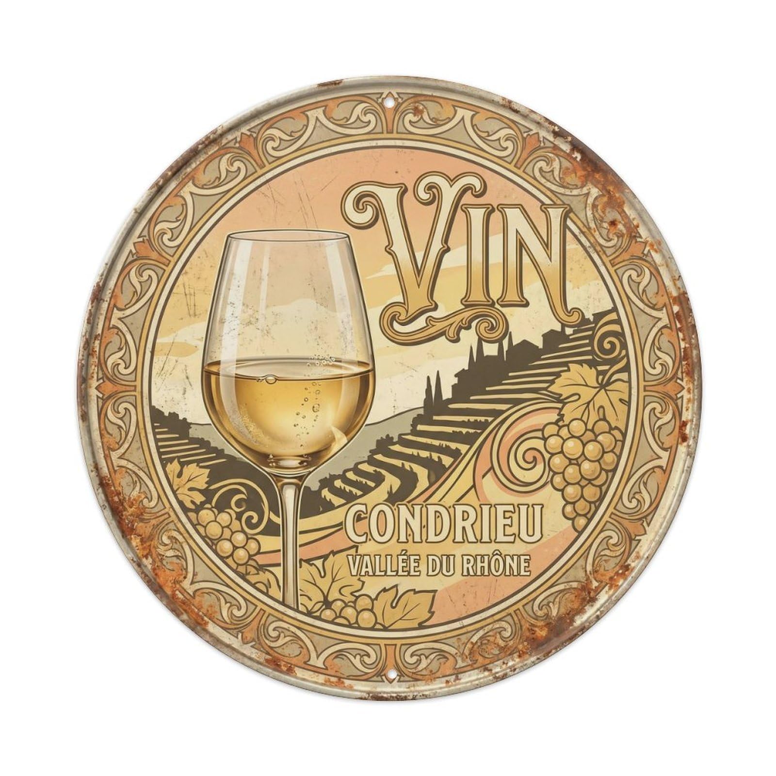 Este 8X8inch Style Vineyard Wine Cellar France Travel Cuisine Culture Metal Tin Sign