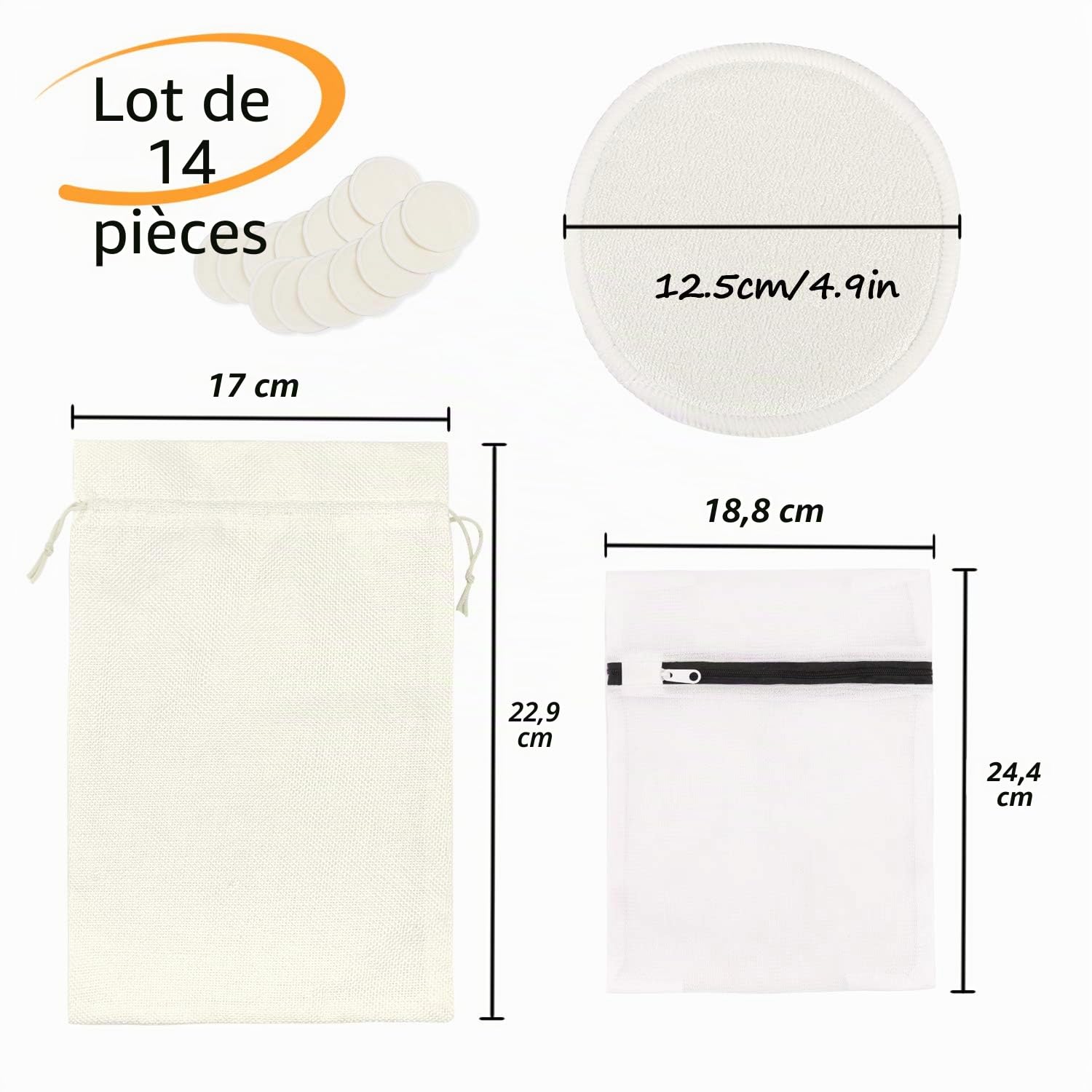 PHOGARY 14PCS Coussinets d'allaitement lavables, Réutilisable Bambou Bio Coussinets d'allaitement avec Sac à Linge et Sac de Rangement - Absorbant, hypoallergénique, Tapis écologiques d'allaitement
