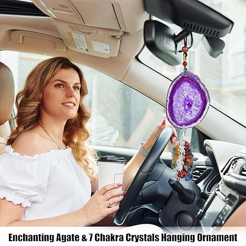 Miniatura 4 de Cristales y piedras curativas, campanillas de viento de cristal de 29 pulgadas con sonido relajante, campanillas de viento únicas para exteriores,