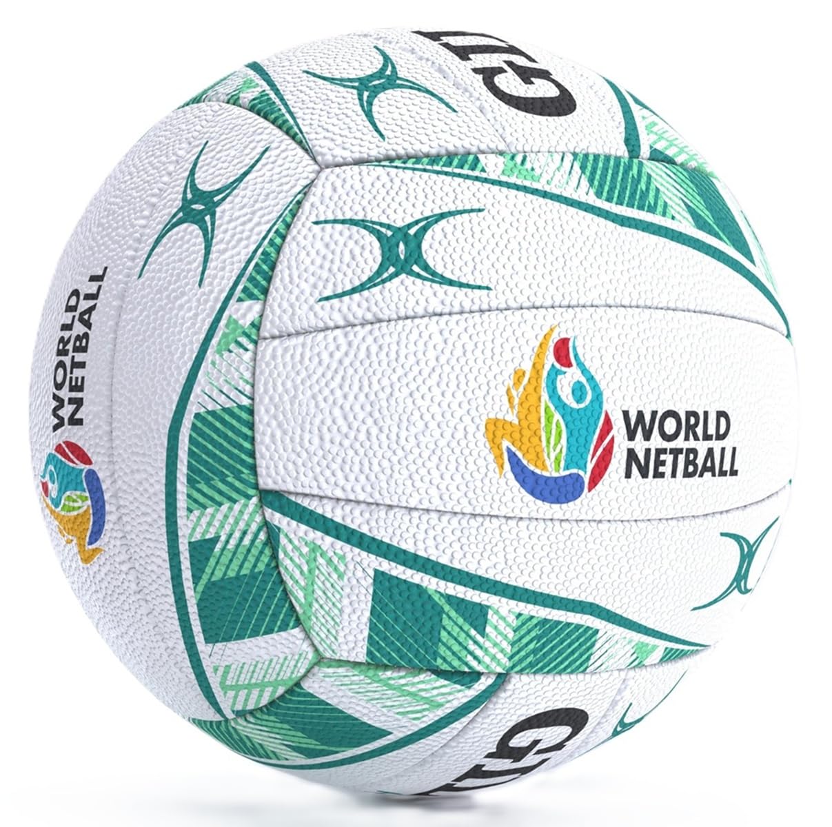 Gilbert Netball Hype Match - Pelota de netball - Blanco Verde - Tamaño 4