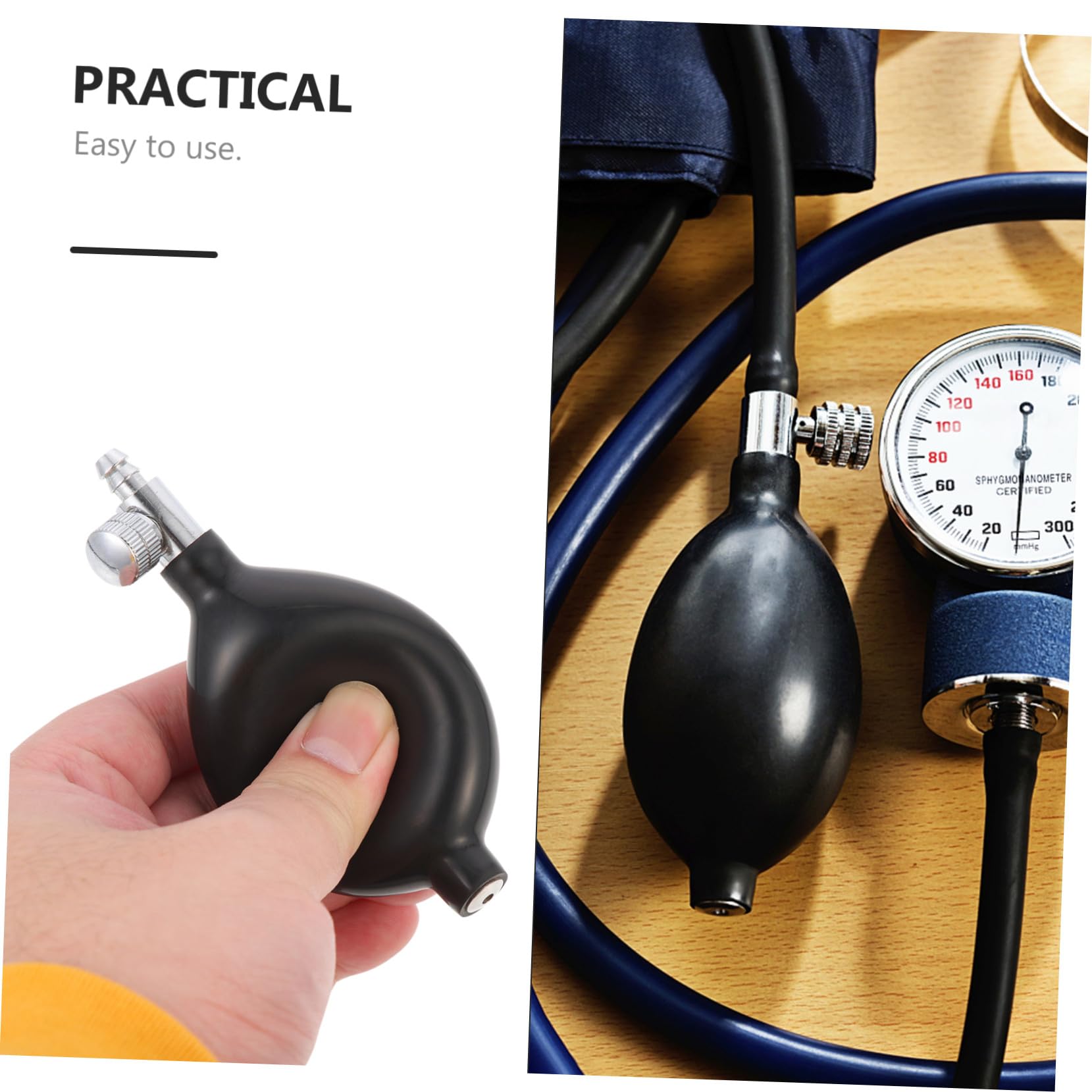 2 Pièces Balles de Latex avec Valves pour Gonflage, Accessoires pour Tensiomètre, Matériau Latex et Alliage D'aluminium, Conception Confortable, Adapté pour Usage Médical