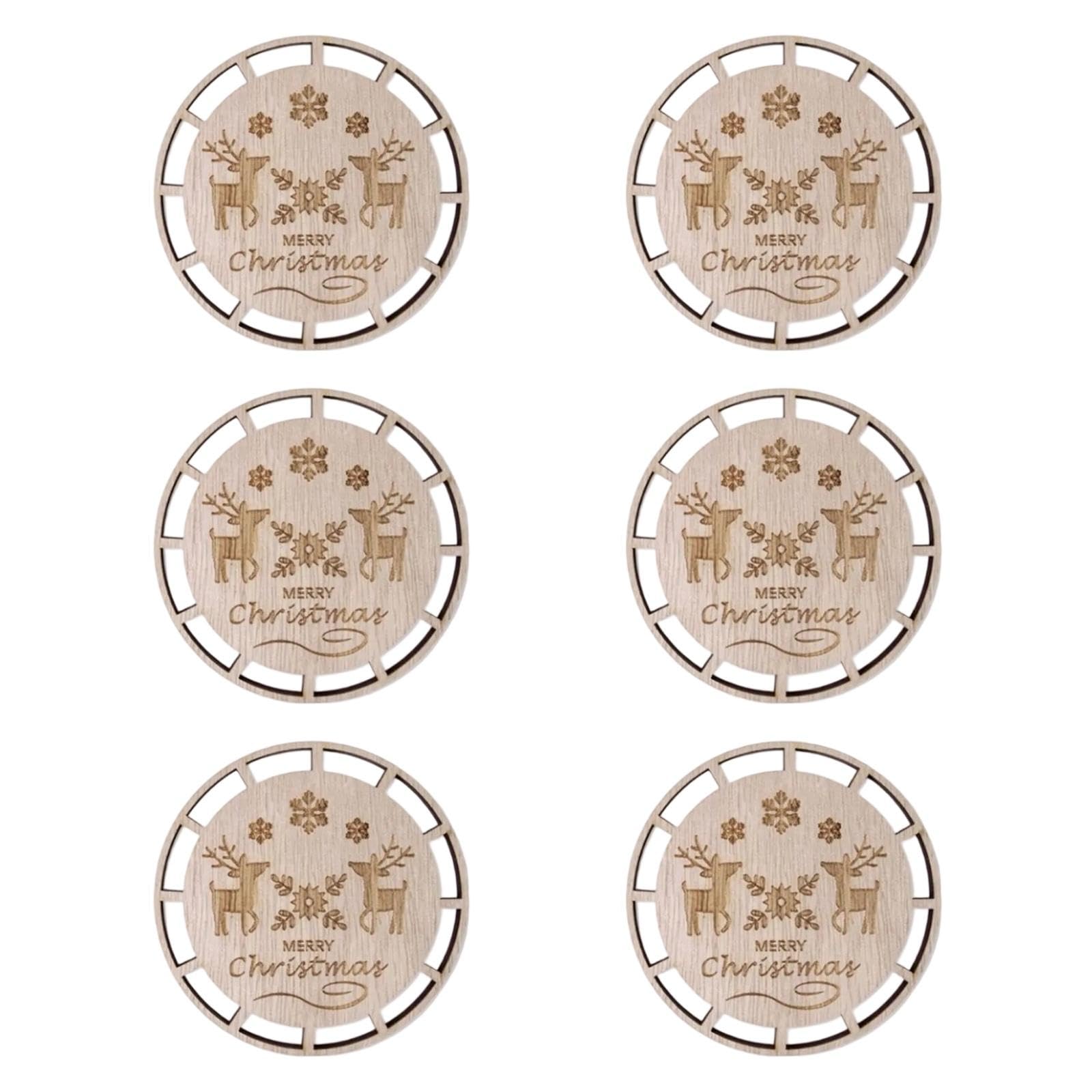 6X Christmas Macrame Ornaments Wood Pieces DIY for Christmas Tree DIY Crafts Set C-image-33