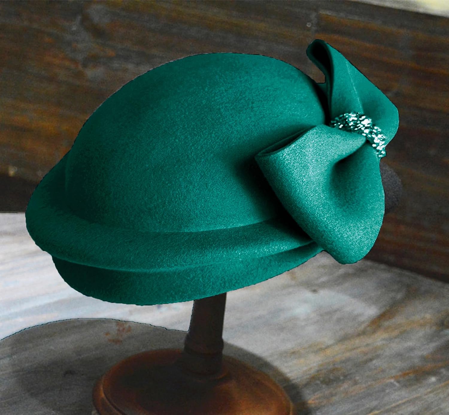 ORIDOOR Women Vintage 100% Wool Felt Flowers Bucket Cloche Bowler Hat Church Wedding Beret Hat