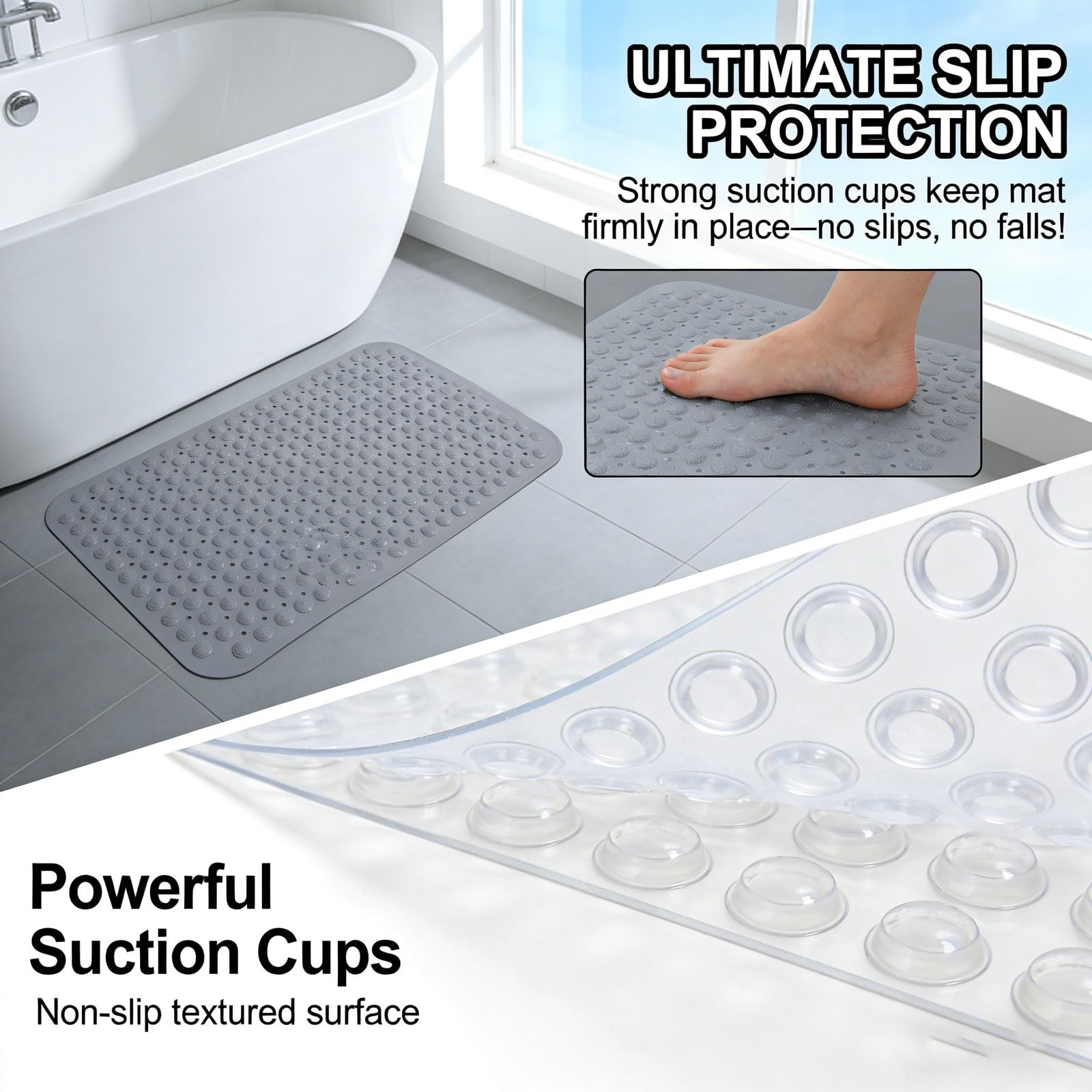 Alfombra De Baño Antideslizante De PVC For Duchas Bañeras Seguridad Baño Hotelera Y Doméstica con Ventosas(Green,80 * 120cm)