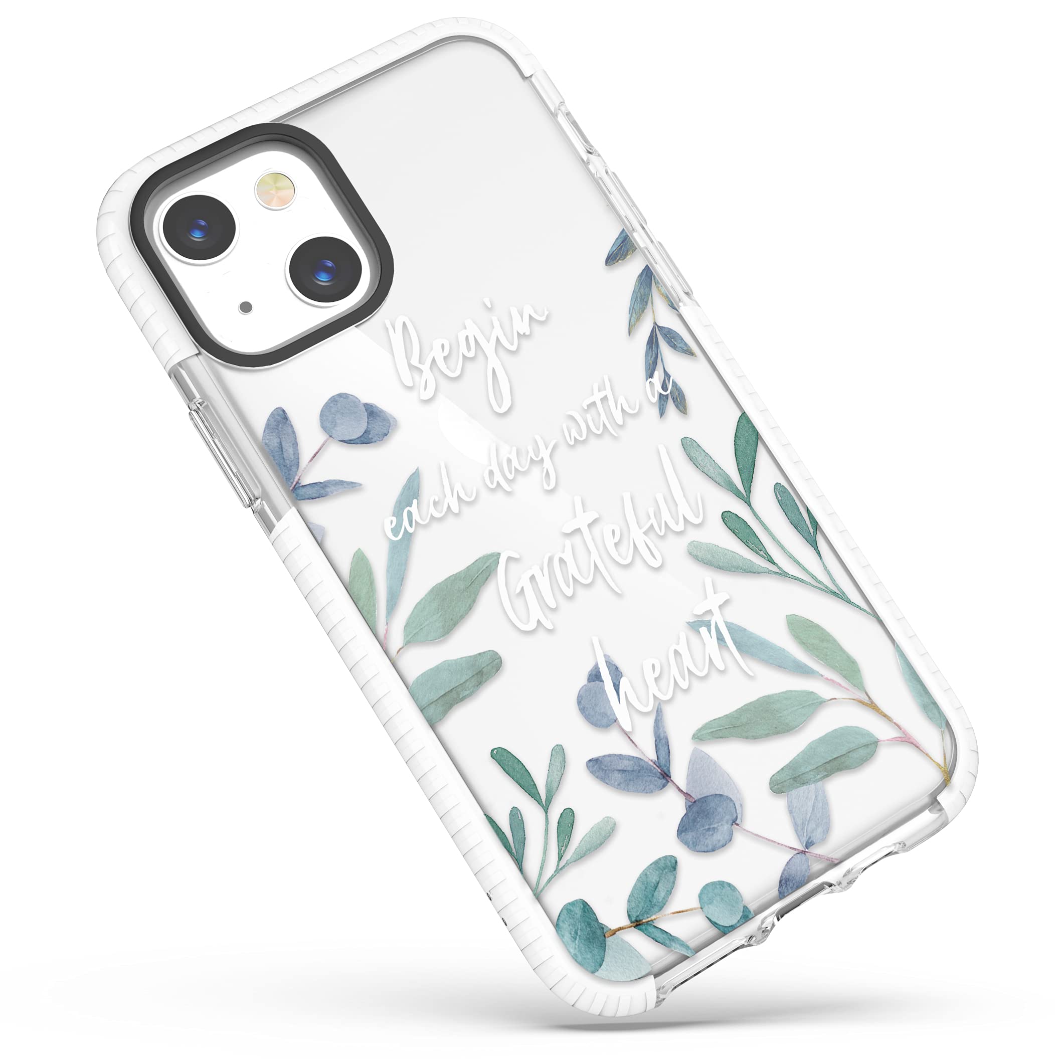 Cute Case Compatible for iPhone 15 Bible Verses for Girls Women Christian Inspirational Quotes Green Leaves Inspirational Simple Soft Protective Case Compatible with iPhone 15