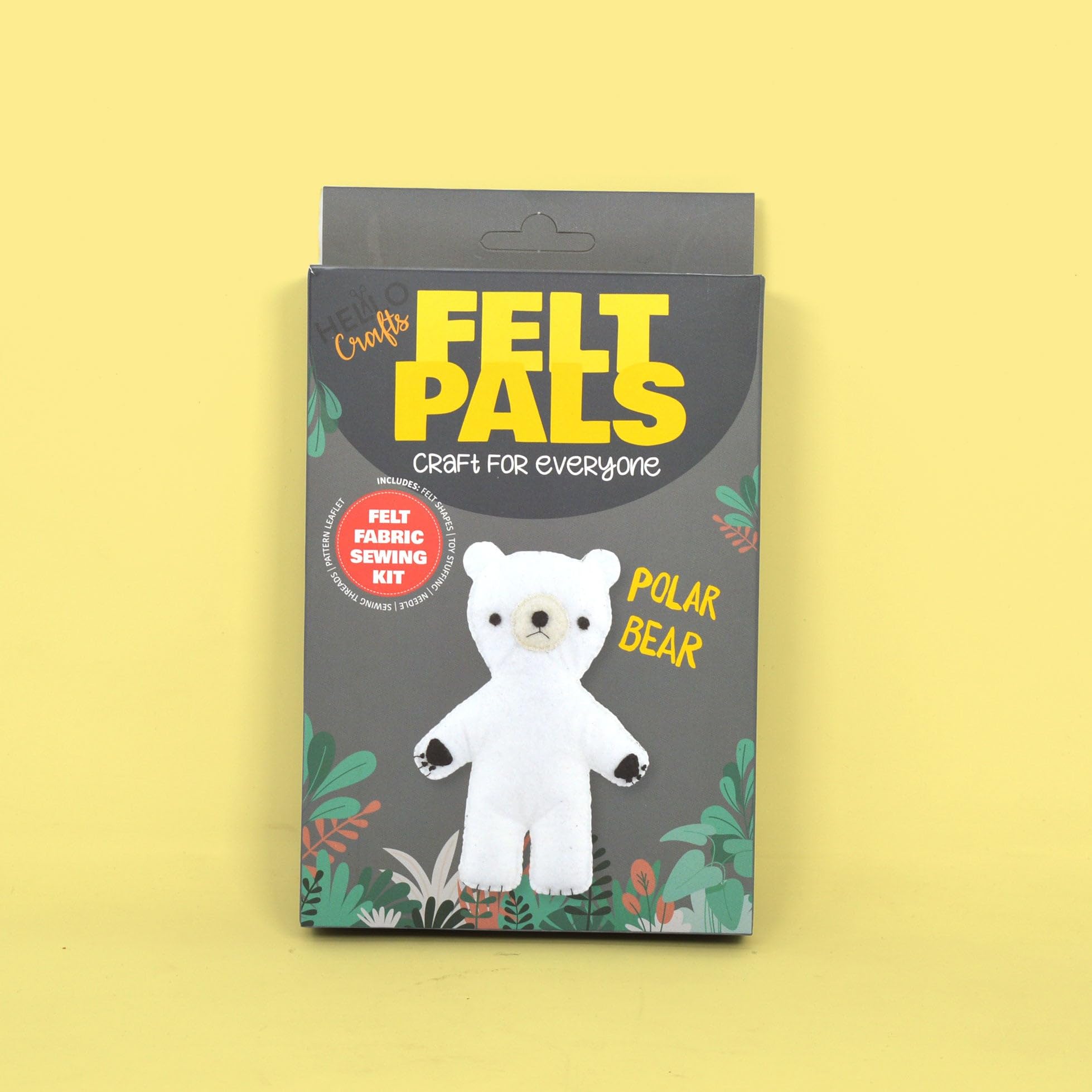 Dotty Design Knitty Critters – Felt Pals – Polar Bear| Beginner-Friendly Crochet Craft Kit with Recycled Yarn