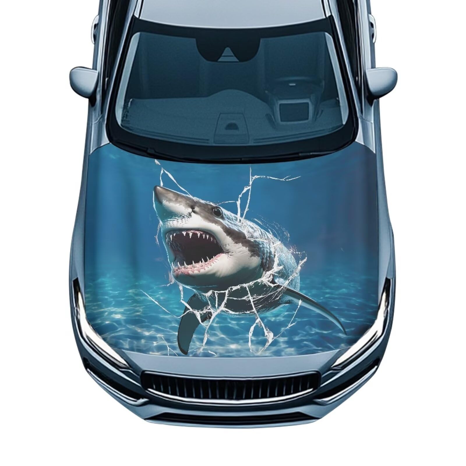 Cute Shark Hood Cover for Truck Stretchable Engine Cover Can be Washed Hood Wraps Universal for Cars