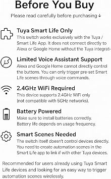 Smart Switch 2-Button WiFi Switch Smart Repeater Scene Switch Compatible with Tuya Smart Life