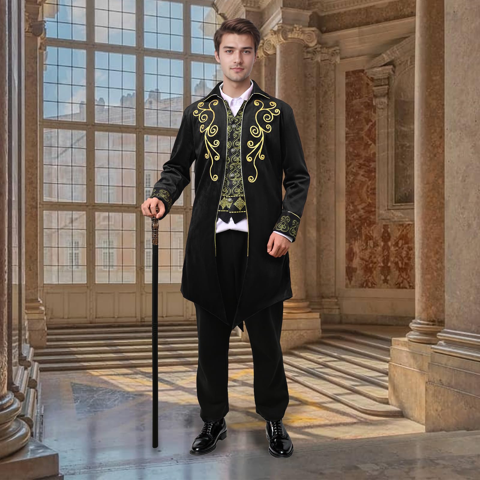 Herren Steampunk Frack Mittelalter Retro Jacke viktorianische Hof Phnom Penh Stickerei Mantel Vampir kostüm herren für Erwachsene