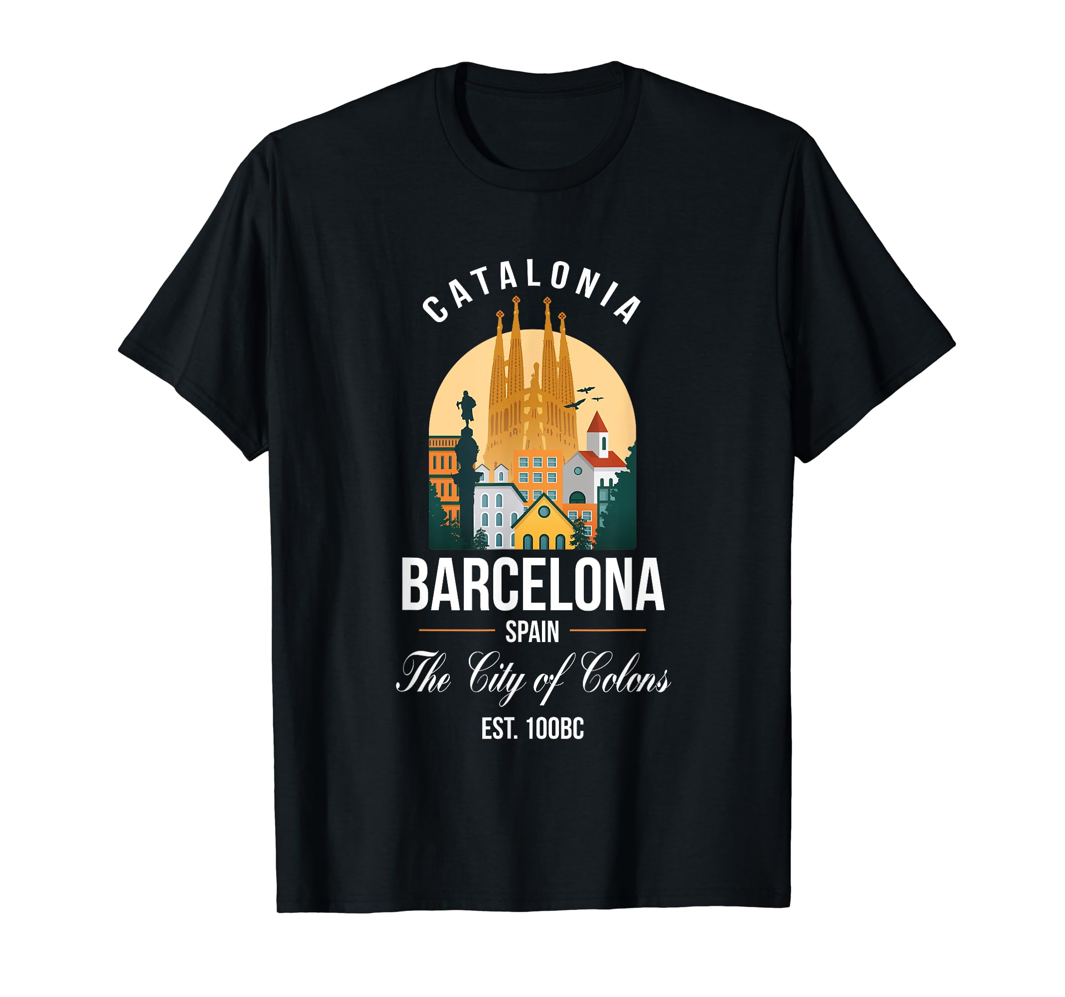 Spain Travel Gift Ideas & Apparel CoBarcelona Spain Skyline Souvenirs Family Vacation Minimalist T-Shirt