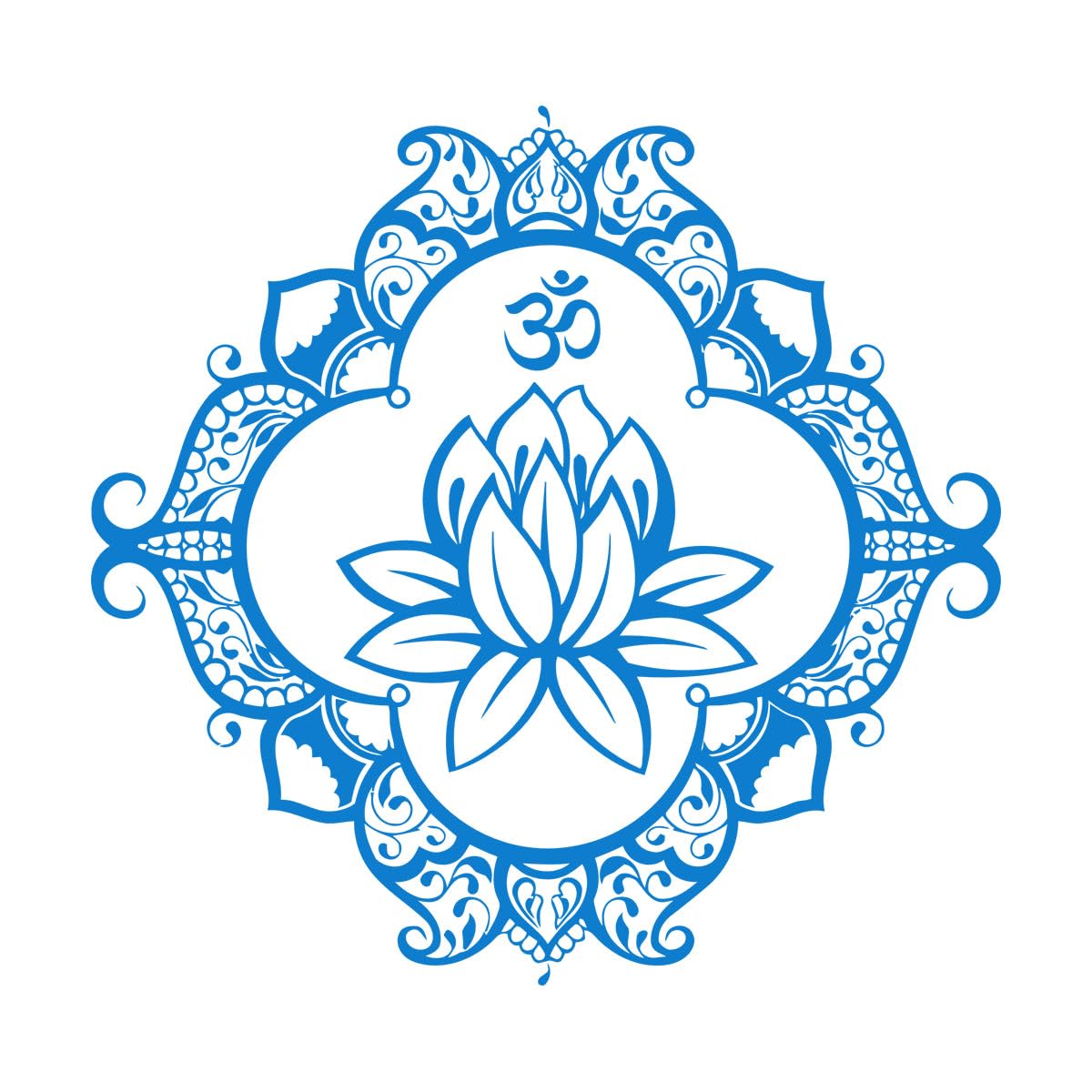 Vinyl Art Sticker Lotus Mandala Ornament Buddhism 81x86.7cm Multi Color Selection Extra Large Blue