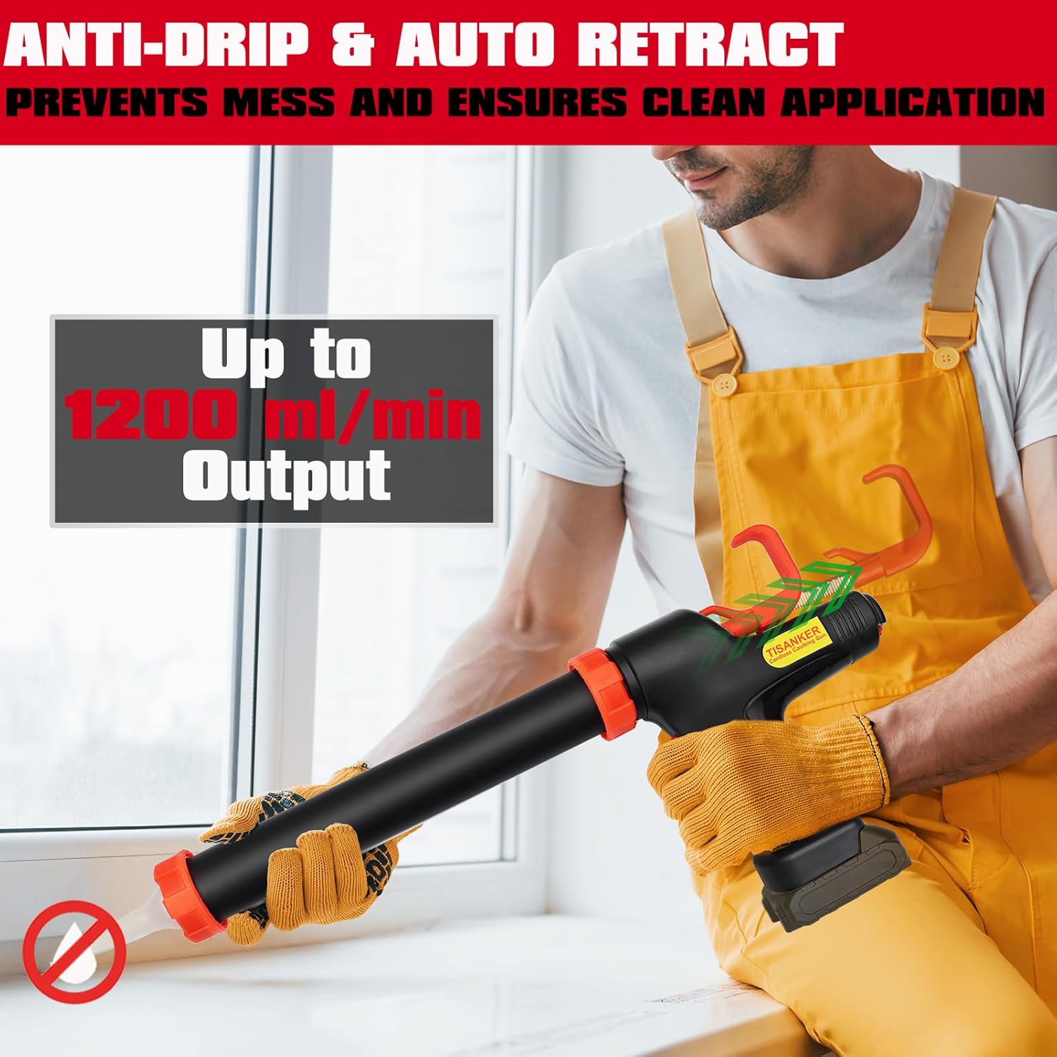 5500N Cordless Sausage Gun, 6-Speed Power, 1200 ml/min Output, 20oz Sausage & 300ml Cartridge Compatible, Anti-Drip, Compatible with Makita 18V & DEWALT 20V MAX, Tool Only (Battery Not Included)