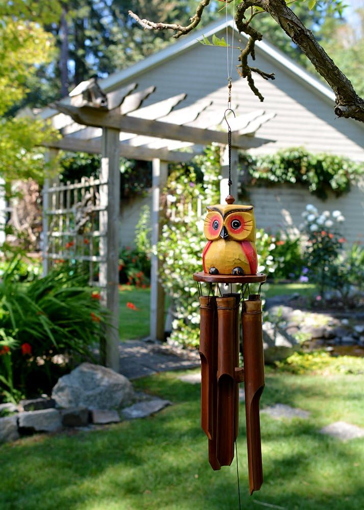 Cohasset 248 Yellow Oscar Owl Bamboo Wind Chime
