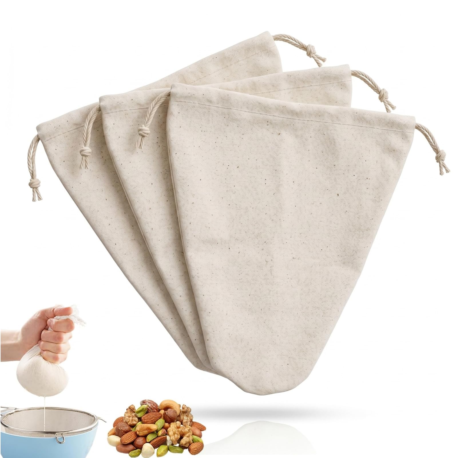 lot 3 sacs filtrants lait végétal